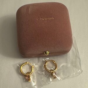 Gold and Pink Hoop Earrings